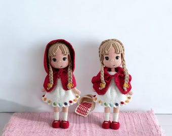 Little Red Riding Hood crochet, Princess amigurumi, plushie Princess, Wolf crochet, Little Red Riding Hood amigurumi, crochet pattern