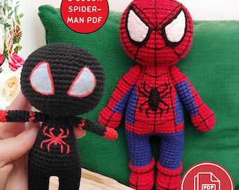 Patrón de crochet amigurumi de superhéroe 2 en 1: Araña y fantasma (PDF)
