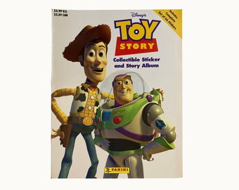 Toy Story vintage sticker album with complete set of 66 stickers. Exciting sticker fun! Sheriff Woody! Buzz Lightyear! Little Bo-Peep!