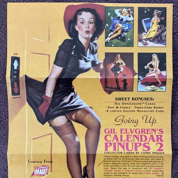 Promo poster for Gil Elvgren's Calendar Pinups 2 trading cards by Comic Images. 1994. Excellent condition straight from the box!