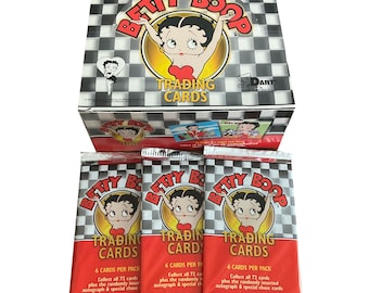 3 packs of Betty Boop vintage trading cards. 6 cards per pack. Randomly inserted special cards. Collect them all! Dart Flipcards 2001.