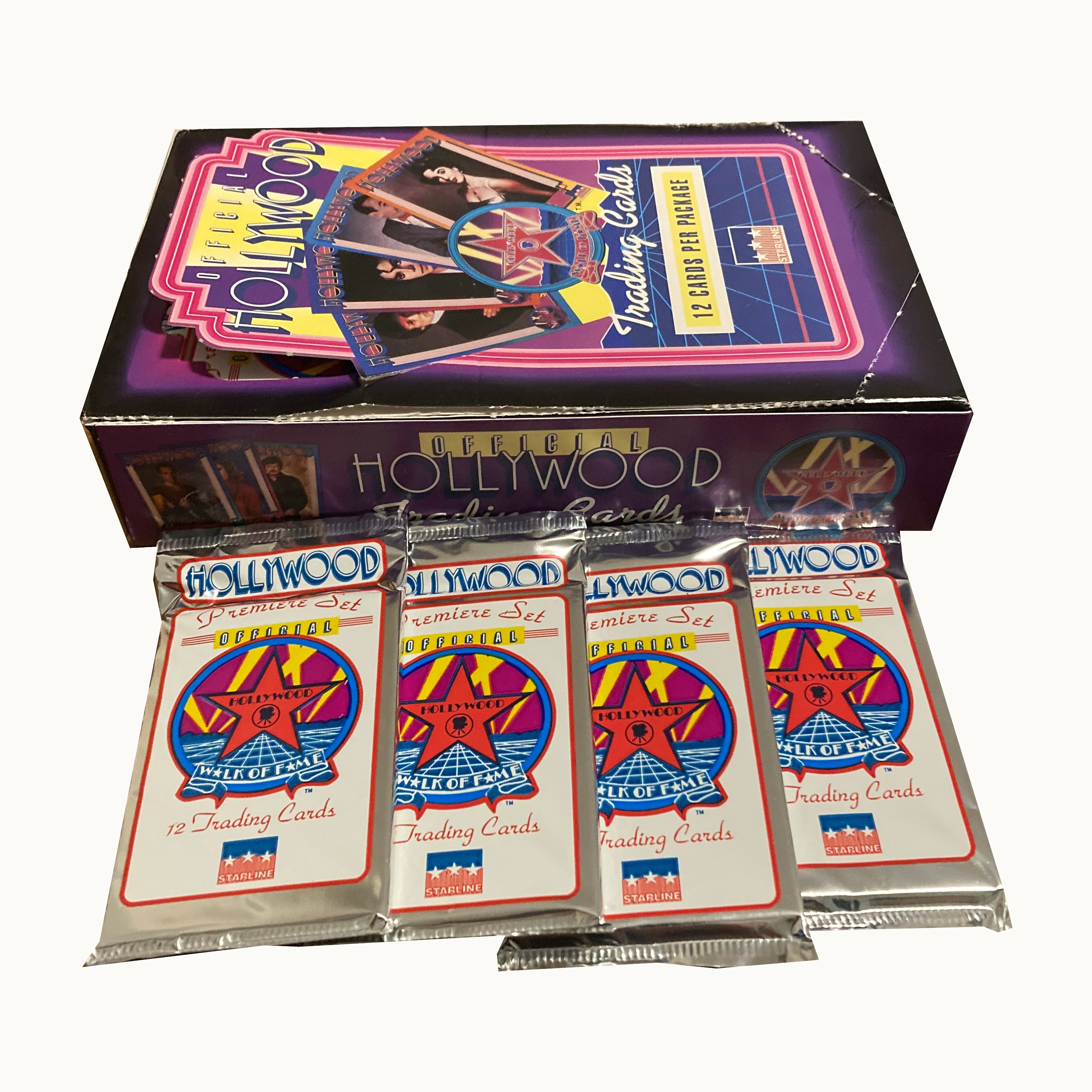 4 Packs of Official Hollywood Trading Cards. 12 Cards per