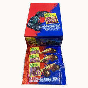 3 Packungen Vintage Monster Trucks Sammelkarten von Classic. 12 Karten pro Packung. Big Foot, Taurus, Totenköpfer, uvm! 1990.