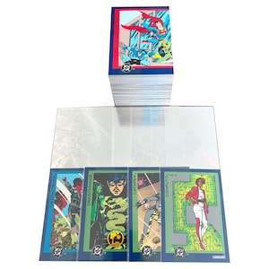 DC Cosmic Teams komplettes Set von 150 Vintage Sammelkarten + komplettes Hologramm Set + komplettes Promo Set in exzellentem Zustand. Skybox 1993.