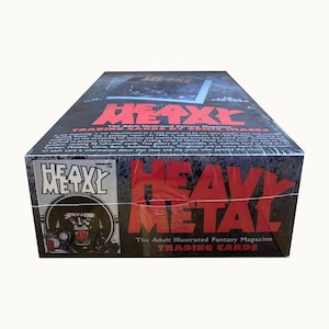 Factory sealed box of Heavy Metal fantasy art magazine cover vintage trading cards. Contains 48 packs. 10 cards per pack. Comic Images 1991.