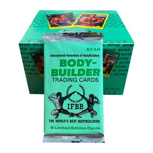 1 confezione di carte collezionabili vintage della Federazione Internazionale dei Bodybuilder. I migliori bodybuilder del mondo. 9 carte per confezione. 1993.