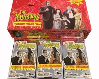 3 packs of The Munsters series 2 vintage trading cards. 6 cards per pack. Randomly inserted autographs! Dart Flipcards 1997. Hard to find!