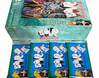 4 packs of Bone Dragonslayer by Jeff Smith vintage trading cards. 8 extra thick cards per pack. Random chase cards! Comic Images 1996.