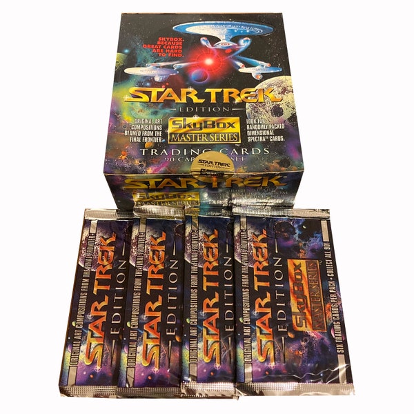 4 packs of Star Trek Master Series vintage trading cards. 6 cards per pack. Collect all 90! Skybox 1993. Covers TV series, TNG, DS9, movies.