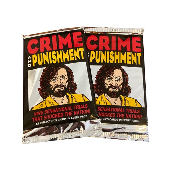 2 packs of Crime and Punishment vintage trading cards. 12 cards per pack. 9 sensational trials that shocked the nation! Eclipse 1992.