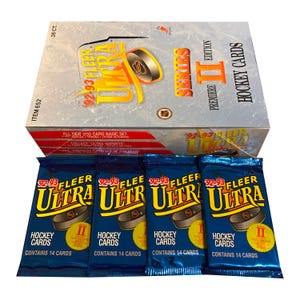 4 packs of 1992-1993 Fleer Ultra NHL hockey cards. Premiere edition, Series 2. 14 cards per pack. Collect them all! Lots of classic stars!
