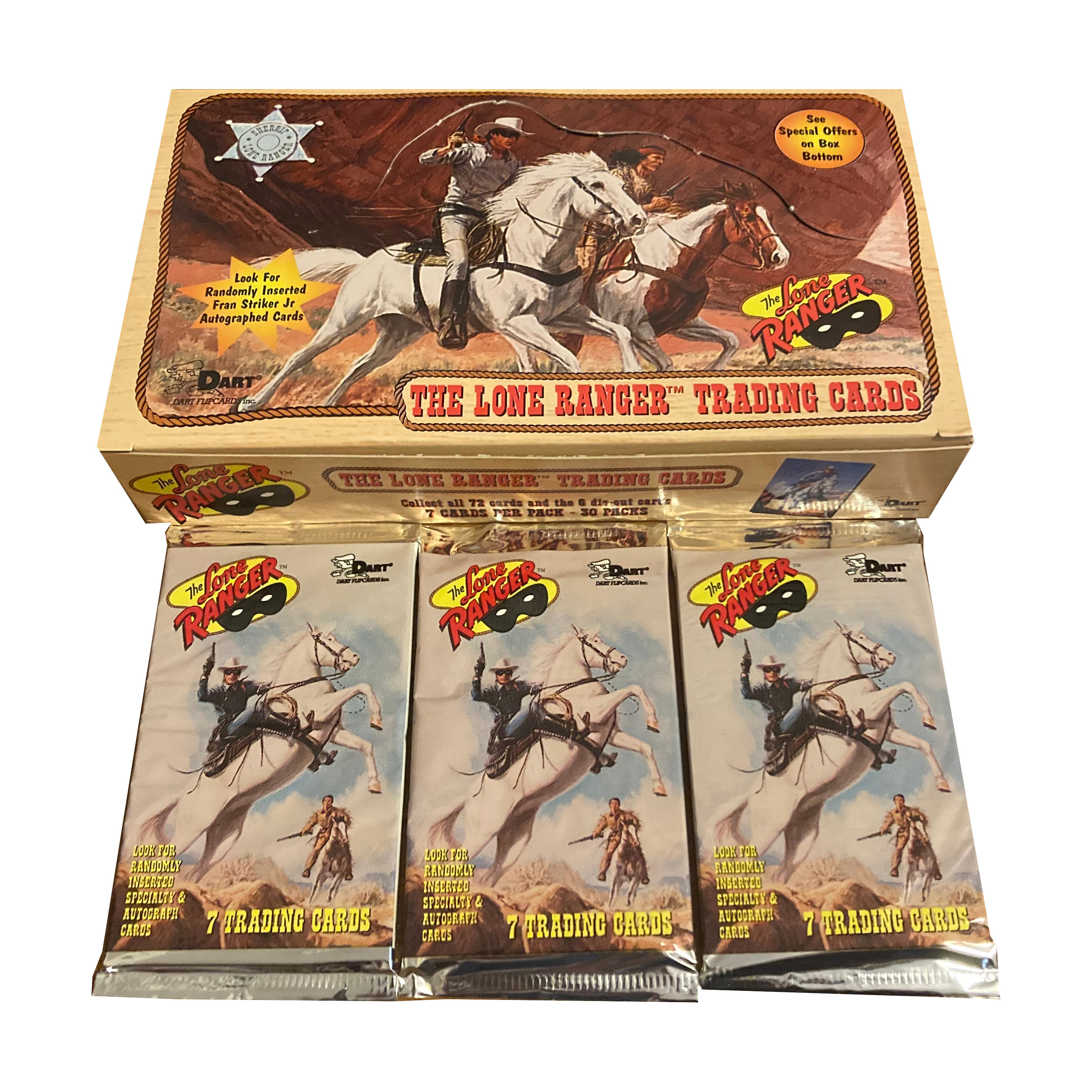 3 Packs of the Lone Ranger Vintage Trading Cards. 7 Cards per Pack