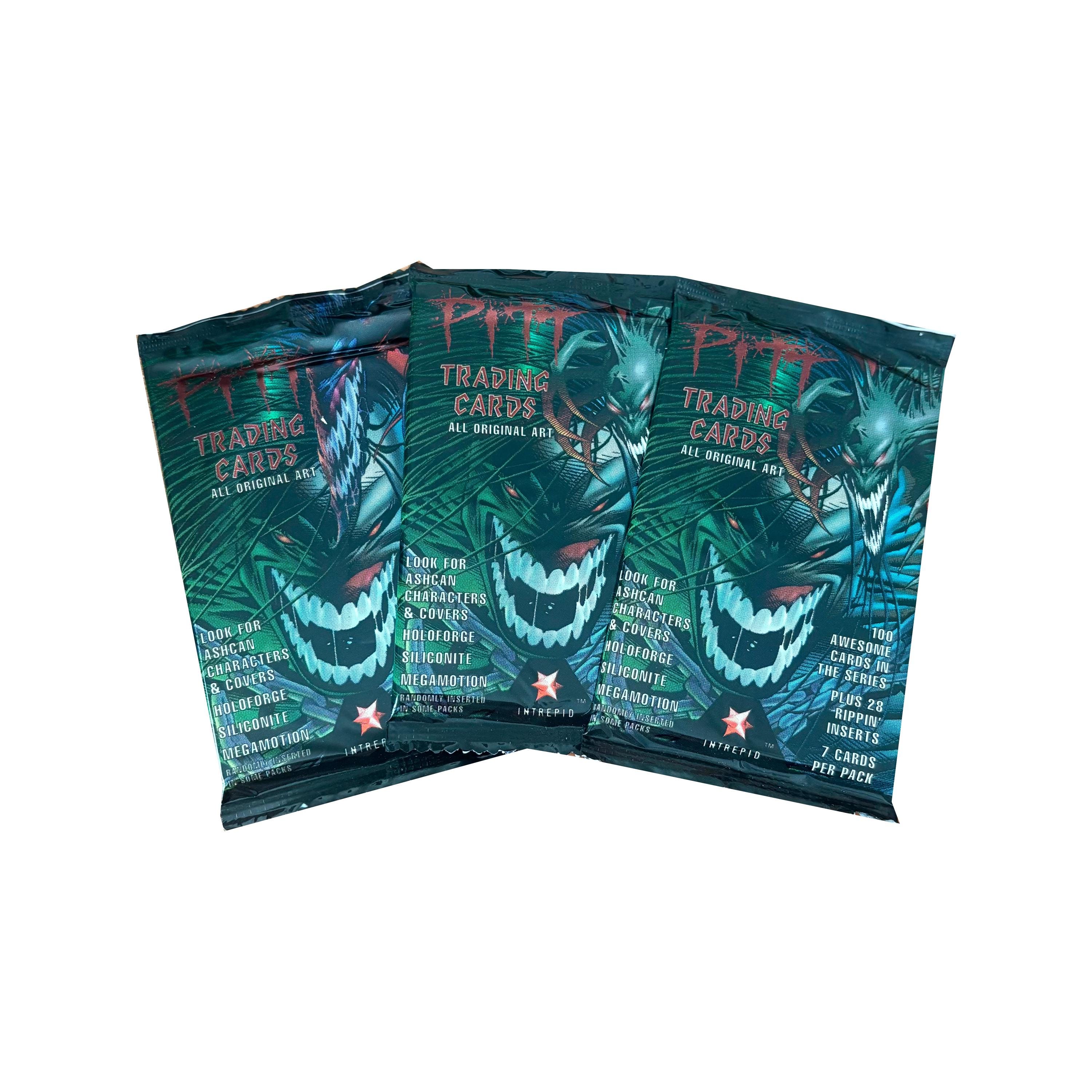 3 Packs of Vintage Pitt Trading Cards. 7 Cards per Pack. All