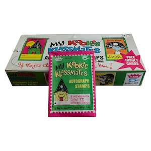 My Kookie Klassmates vintage wax pack. Contains autograph stamps with name add-ons. Excellent overall condition. Fleer 1968.