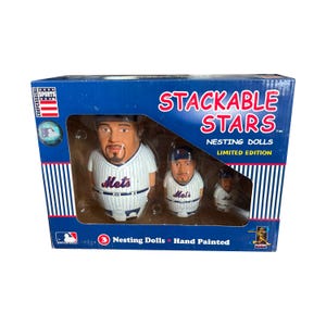 Poupée gigogne vintage Mike Piazza, légende des Mets de New York Stars, empilable. Tout neuf dans son emballage. Produit par Coopersburg Sports en 2003. MLB