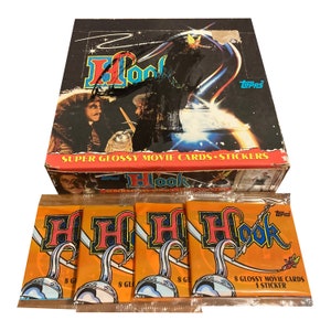 4 Packungen Hook Vintage-Sammelkarten. 8 Moviekarten und 1 Sticker pro Packung. Topps 1991. Sammelt alle! Rotkehlchen Williams! Dustin Hoffman!