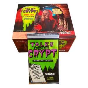 1 Päckchen Sammelkarten von Tales from the Crypt. 8 Karten pro Packung. Cardz 1993. Sammeln Sie alle 110 oder mehr! Krypthüter!