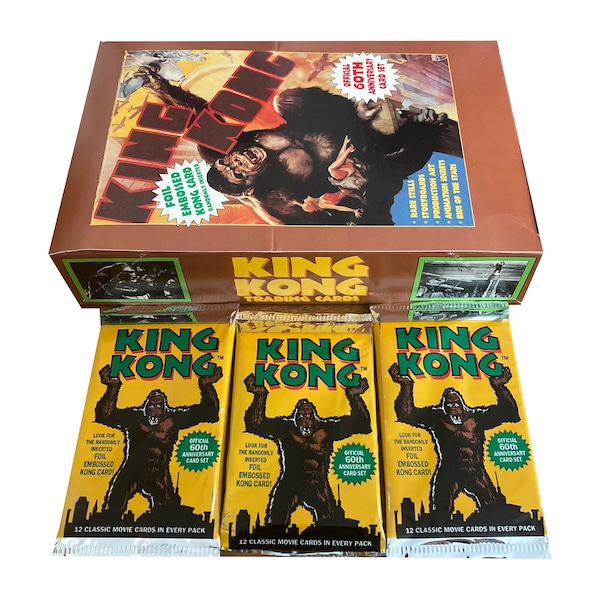3 packs of King Kong vintage trading cards by Eclipse Enterprises released in 1993. 12 cards per pack. Official 60th Anniversary card set.