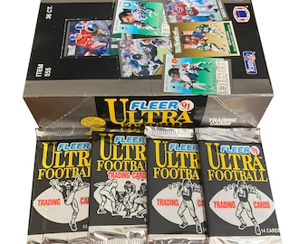 4 confezioni di carte Fleer Ultra Football del 1991. 14 carte per confezione. Tante stelle classiche della NFL! Fleer 1991. Collezionali tutte!