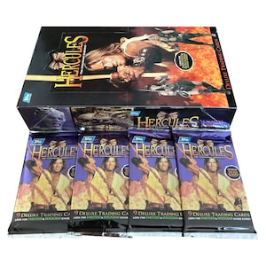 4 packs of Hercules - The Legendary Journeys vintage trading cards. 9 cards per pack. Randomly inserted embossed & holo cards. Topps 1996.