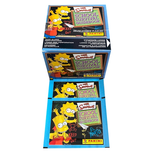 2 packs of The Simpsons School Survival Guidebook vintage collectable album stickers. Panini 2004. Bart Lisa Homer Marge Maggie Springfield!