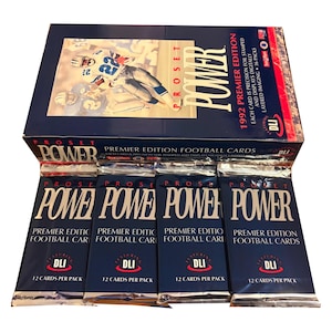 4 Packungen mit 1992 Pro Set Power vintage NFL Football Karten. Erste Ausgabe. 12 Folien gestanzte Karten pro Packung. Pro Set 1992. Sammel sie alle!