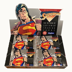 4 pakken The Return of Superman-ruilkaarten. 8 kaarten per pak. Skybox 1993. Superman beter dan ooit! DC-strips.