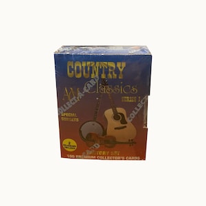 Conjunto selado de fábrica da Country Classics com 100 cartões colecionáveis vintage. Série 1. Inclui 2 hologramas. Collect-A-Card 1992. Legal!