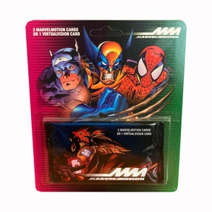 1 Packung Vintage Sammelkarten von Marvel Motion. Jede Packung enthält 2 Marvel-Motion-Karten oder 1 Virtuelle Vision-Karte. Sammle sie alle! Selten!