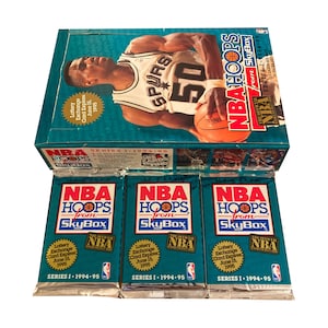 3 packs of 1994-1995 NBA Hoops Series 1 vintage basketball cards. 12 cards per pack. The official NBA Basketball Card. Robinson Pippen Divac