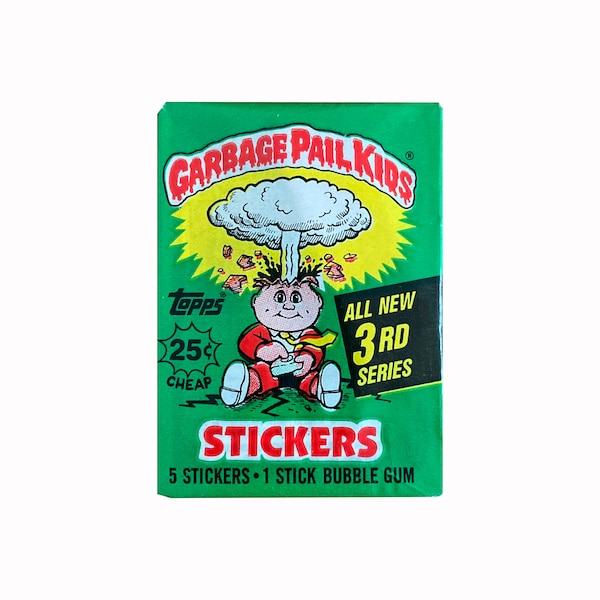 Garbage Pail Kids Original Series 3 vintage wax pack. Contains 5 stickers. You choose wrapper style. Topps 1986. Must have for GPK fans!