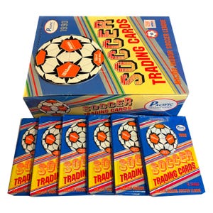 6 packs of Major Indoor Soccer League 1990 vintage trading cards. 12 cards per wax pack. Pacific. Officially licensed product of MISL.
