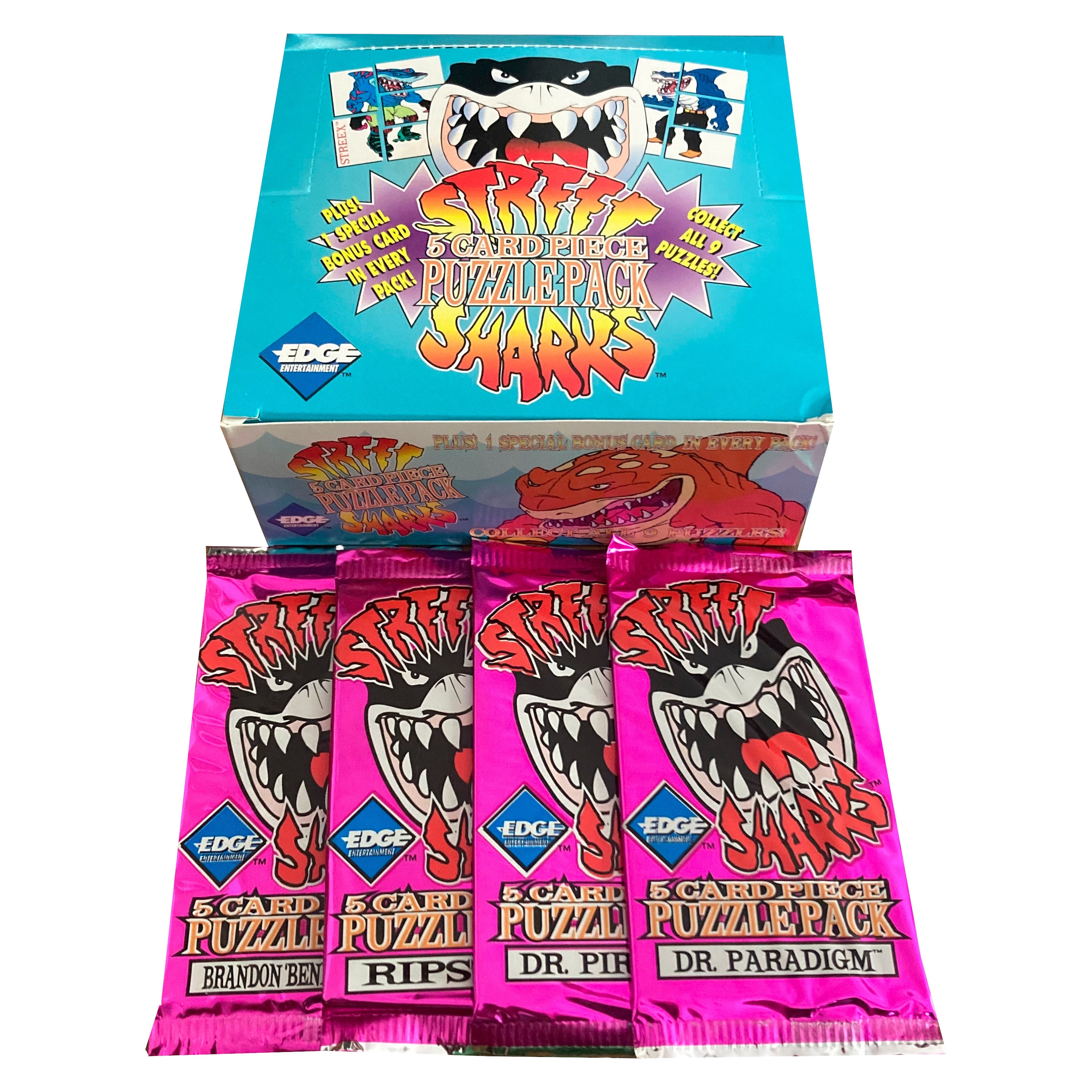 4 Packs of Street Sharks Puzzle Packs. 5 Puzzle Cards + 1 Special
