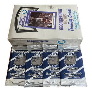 4 packs of Georgetown Hoyas vintage trading cards. First Edition. 8 cards per pack. Collegiate Collection 1991. Patrick Ewing