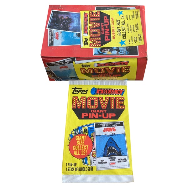 1 Topps Real Movie Giant Pin-Up Poster. Jaws! Star Wars! Rocky! Superman! Airplane! Collect all 12. Released by Topps in 1981. Rare!