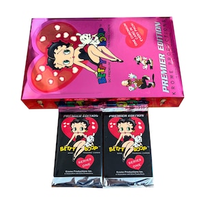 2 packs of Betty Boop premier edition trading cards. 9 cards per pack. 1 Chromium card in every pack! Collect them all! Krome 1995.