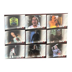 Sexta-feira 13 The Legend Of Jason, conjunto de 9 cartas de pré-visualização feito pela Cards Inc em 2003 e limitado a 1000 conjuntos em todo o mundo. Belo colecionável de terror