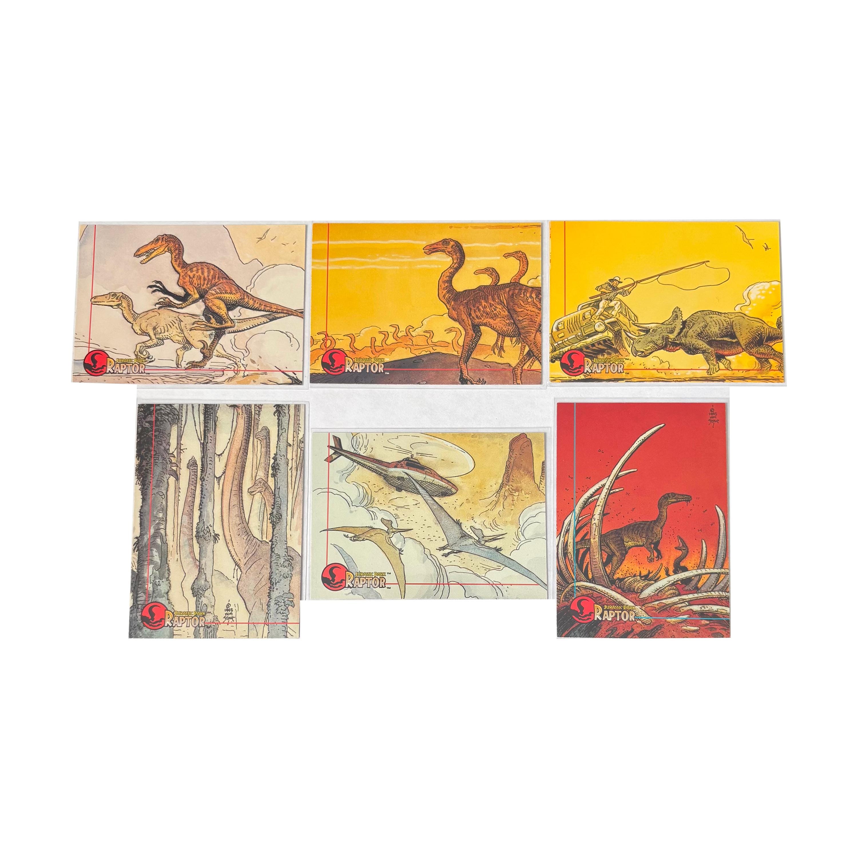 Jurassic Park Complete 6-card Raptor Set With Artwork by William Stout ...