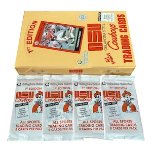 4 Packungen Oklahoma State Cowboys Vintage Sammelkarten. Erste Auflage. 8 Karten pro Packung. Thurman Thomas Autogramme zufällig eingefügt. OSU