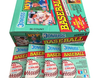 4 pakken met Donruss Series 2 vintage honkbalkaarten uit 1991. Met 63-delige Willie Stargell-puzzel. 15 kaarten + 3 puzzelstukken per verpakking. MLB