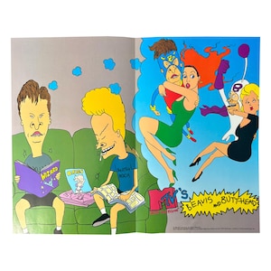 Beavis and Butthead vintage Dark Horse Comics Danger Unlimited print 2-panel mini poster print ad. Very rare B & Bh collectible! 1993. MTV