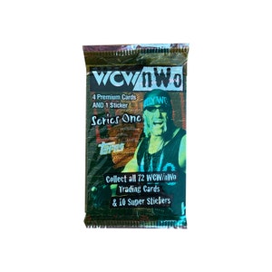 1 pack of WCW/NWO Series 1 official trading cards. 4 premium cards 1 sticker per pack. You choose wrapper style. Topps 1998. image 3