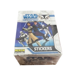 Boîte scellée en usine d'autocollants de collection Star Wars The Clone Wars vintage. 50 paquets. Collectionnez-les tous ! Produit par Merlin (importation Royaume-Uni).