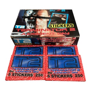 4 confezioni di figurine Terminator 2: Il Giorno del Giudizio. 5 carte per confezione. T2. Arnold Schwarzenegger. Collezionali tutte! Topps 1991.