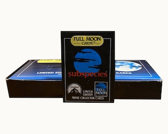 Subspecies limited edition movie collector cards. 1 sealed wax pack containing a full 5-card movie set. Full Moon Cards 1991.