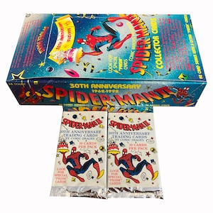 2 Packungen voller Sammelkarten zum 30-jährigen Jubiläum von Spider-Man II. 1962-1992. 10 Karten pro Packung. Bilder aus dem Comic 1992.