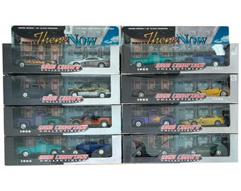 CLEARANCE! Lot of 8 Road Champs "Then & Now" diecast collectable cars and trucks. Brand new but packaging shows varying degrees of wear.