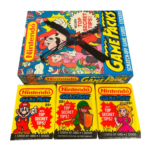 1 pack of Nintendo Game Packs vintage scratch-off game cards & stickers. You choose wrapper style. Mario, Link, Princess Peach. Topps 1989.