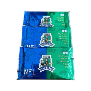 Lot de 3 cartes Playoffs 1er 1997 et 10 cartes de football NFL vintage. 9 cartes + 1 disque par paquet. Collectionnez-les tous ! Société des séries éliminatoires 1997.