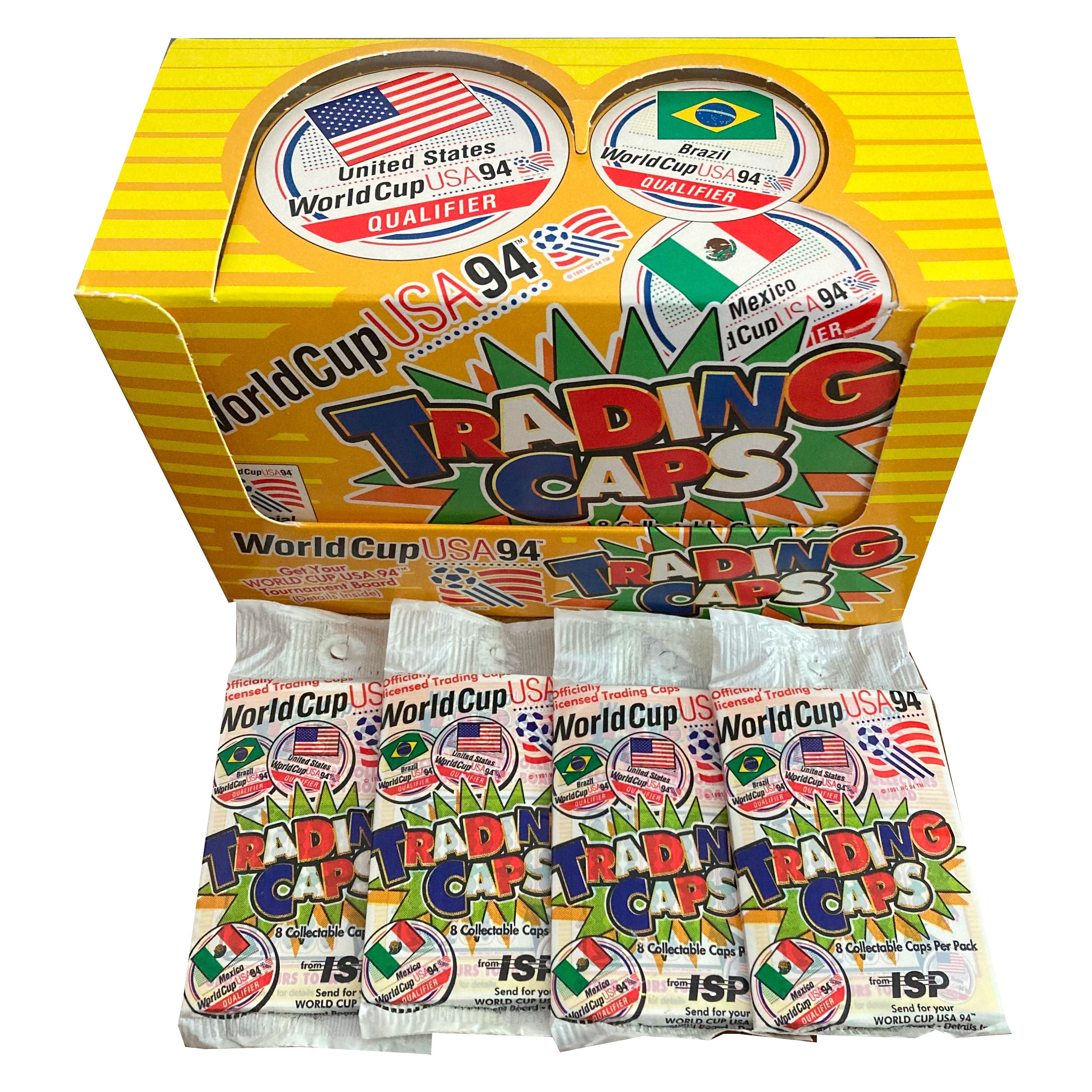4 Packs of World Cup USA '94 Vintage Pogs. 8 Milk Caps per Pack